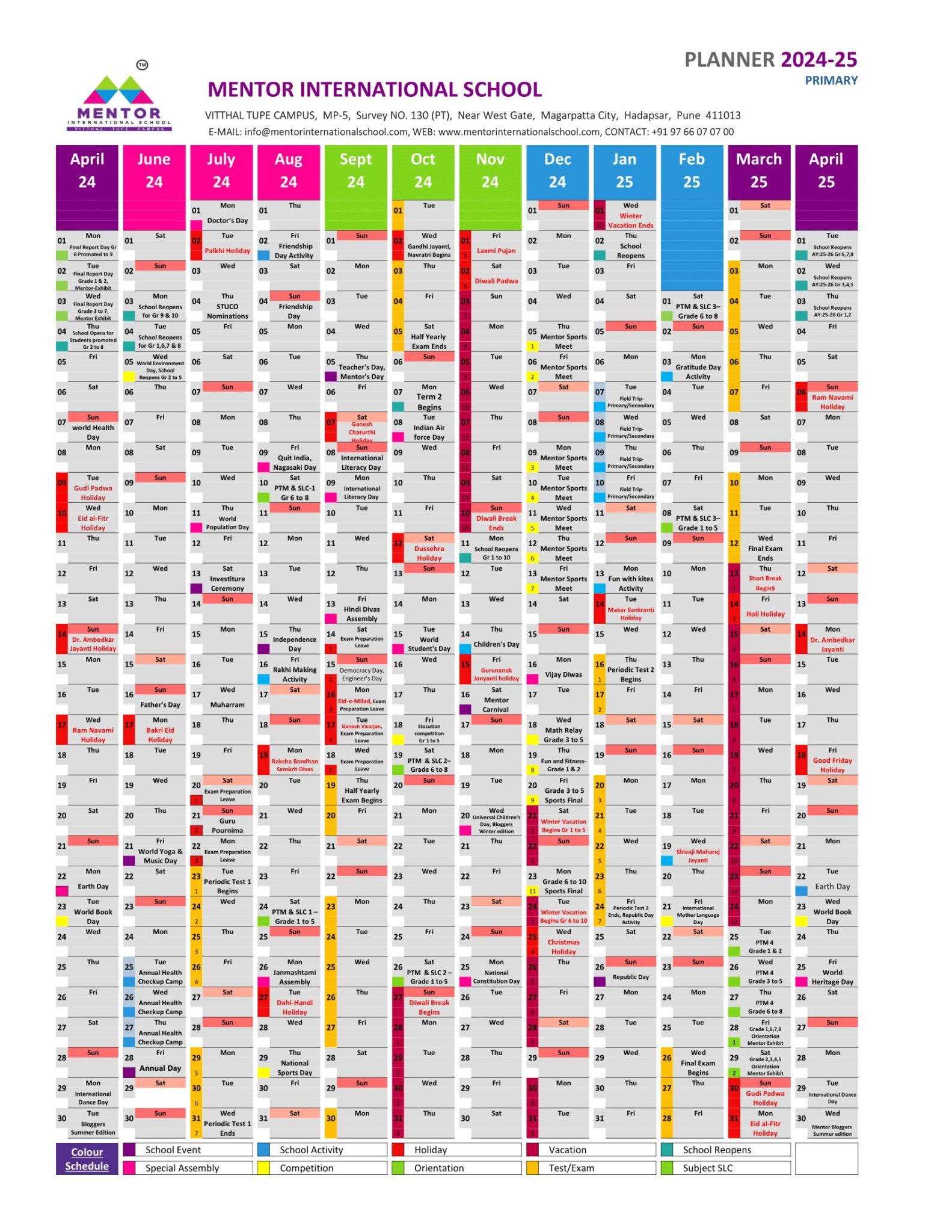 annual planner for school 2024-25